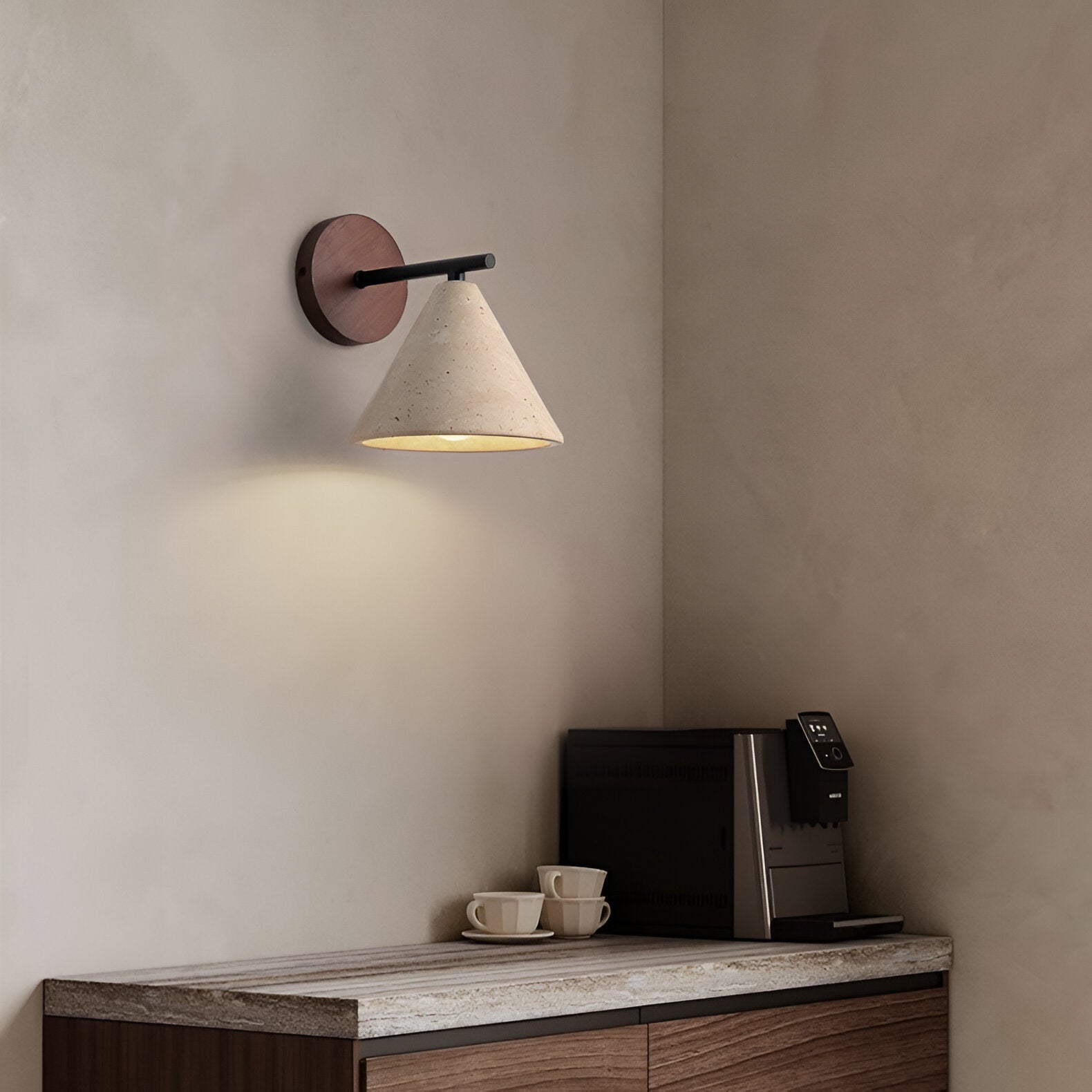 Modern Travertine Cone Wall Sconce LED 1-Light