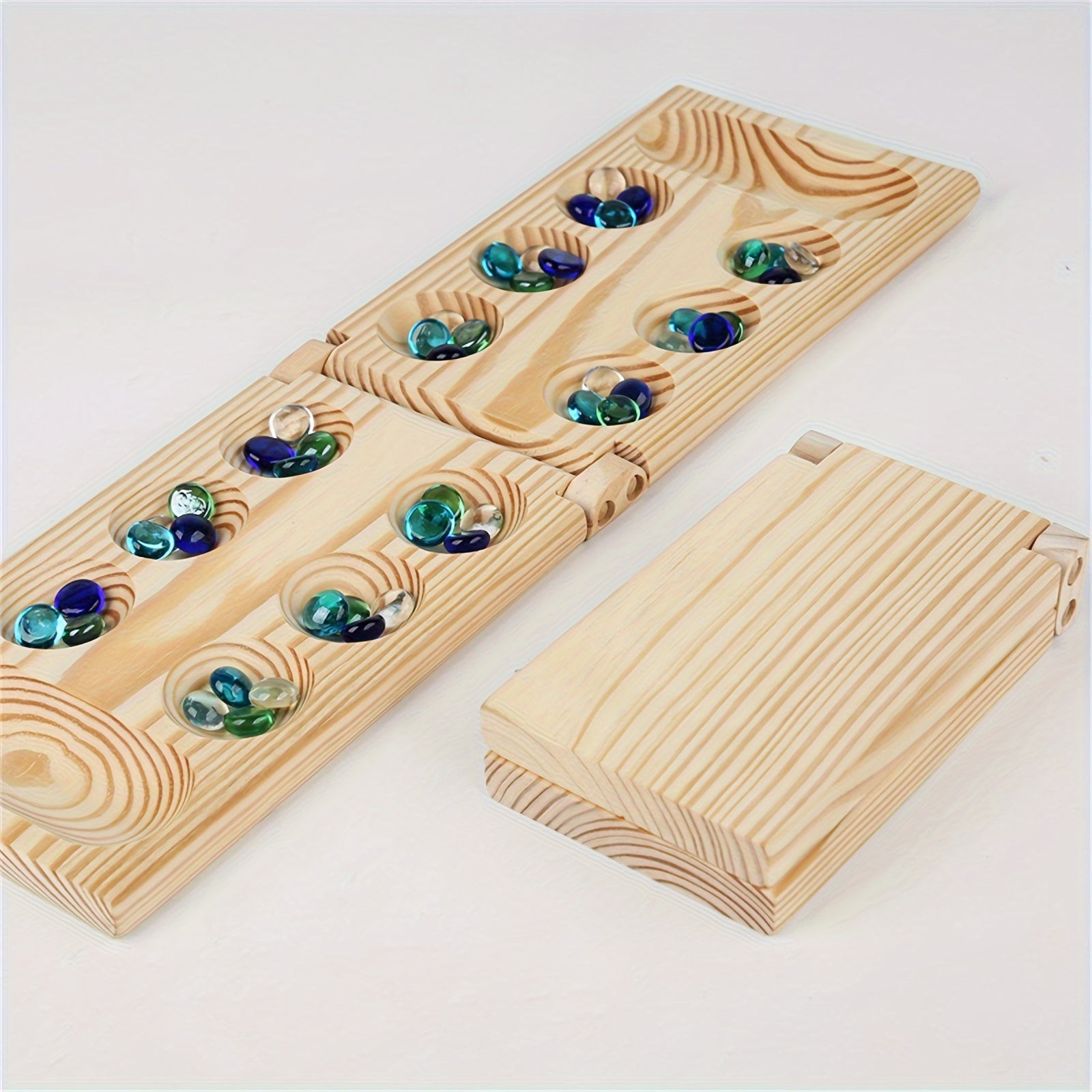 Guili | EcoToys Mancala Game Set | Foldable Wooden Board Game with Multicolor Beads - Family Fun for Children & Adults