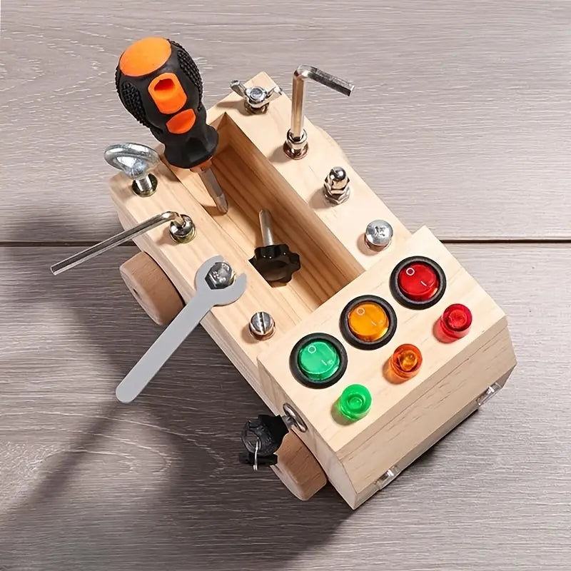 Guili | EcoToys LightPlay | Stimulate Learning and Development - Montessori Wooden LED Light Switchboard for Children