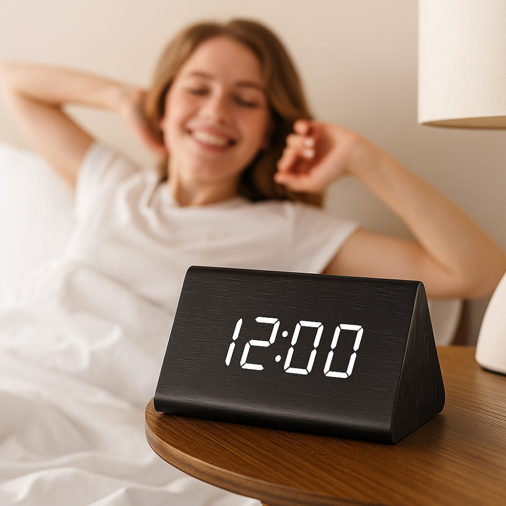 Guili | Elora Wooden LED Alarm Clock Digital Display