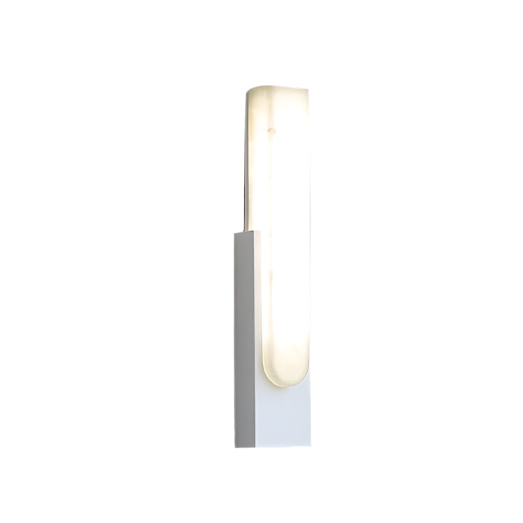 Modern Alabaster-Effect Brass Wall Sconce LED 1-Light