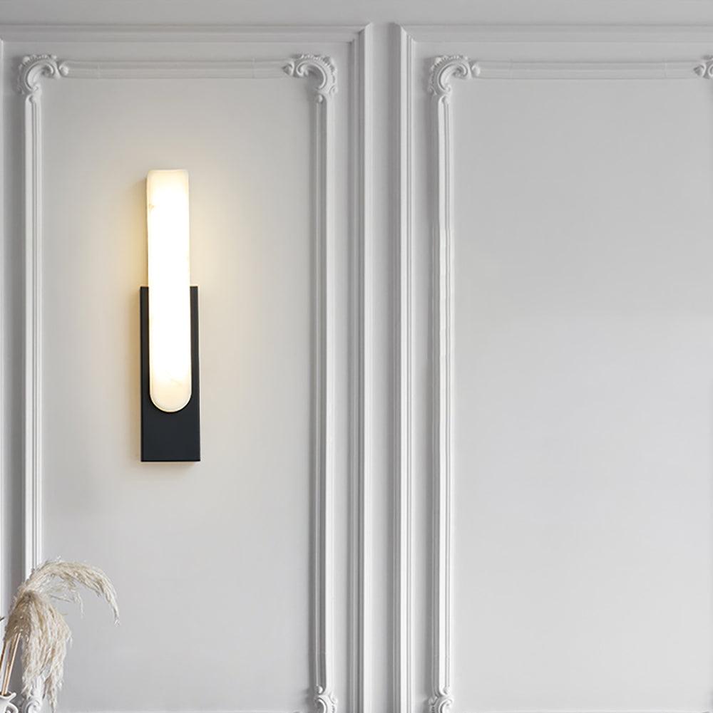 Modern Alabaster-Effect Brass Wall Sconce LED 1-Light