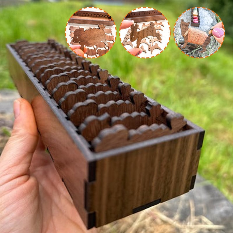 Guili | Embroidery Thread Organizer | Wooden Bunny Bobbin Set | 16-Piece | Storage Corral Included