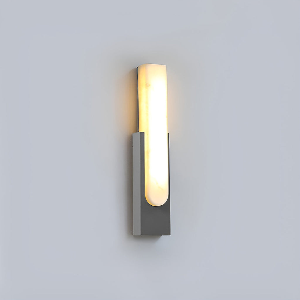 Modern Alabaster-Effect Brass Wall Sconce LED 1-Light