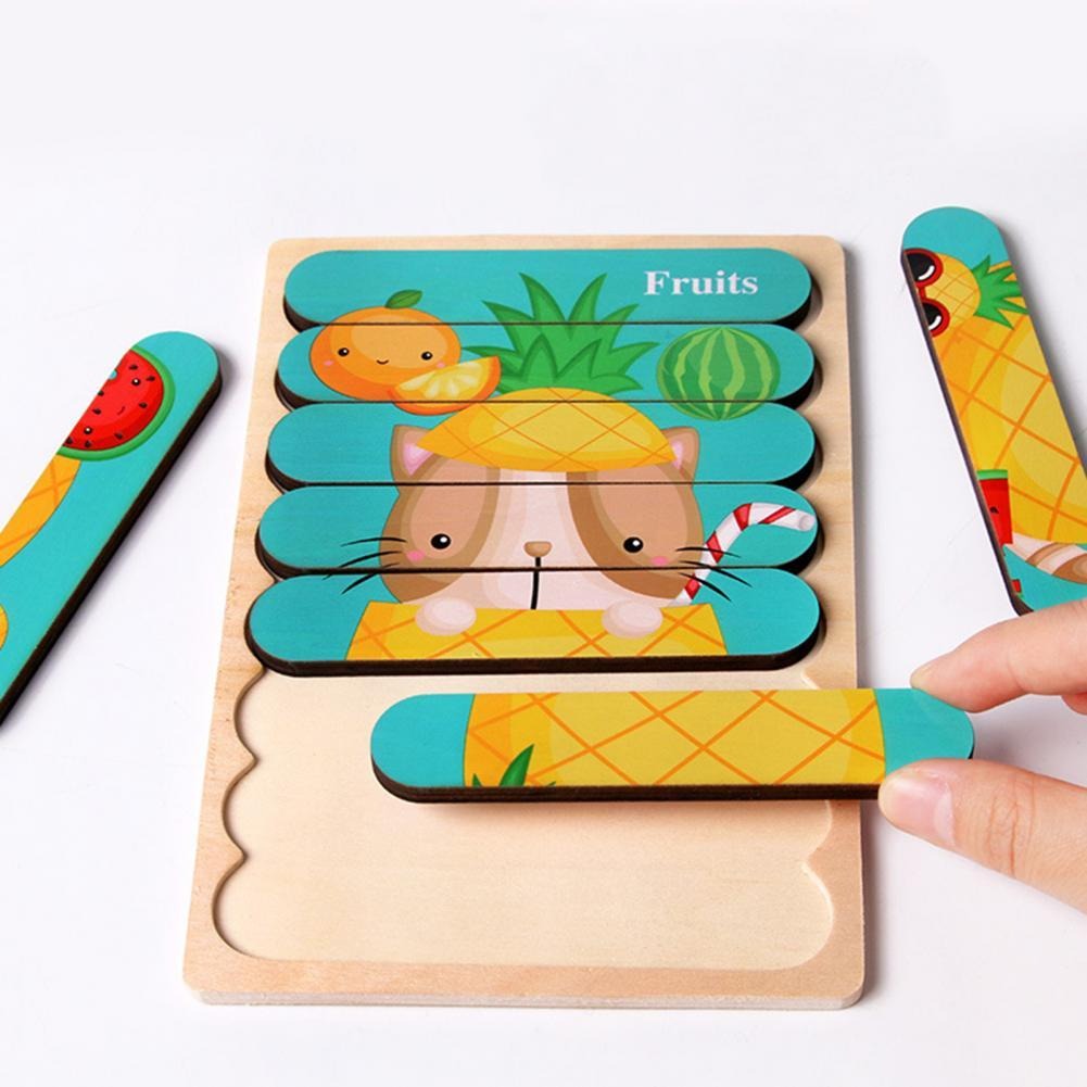 Guili | EcoToys Montessori Animal Puzzle | Educational and Stimulating - Double-sided 3D Puzzle