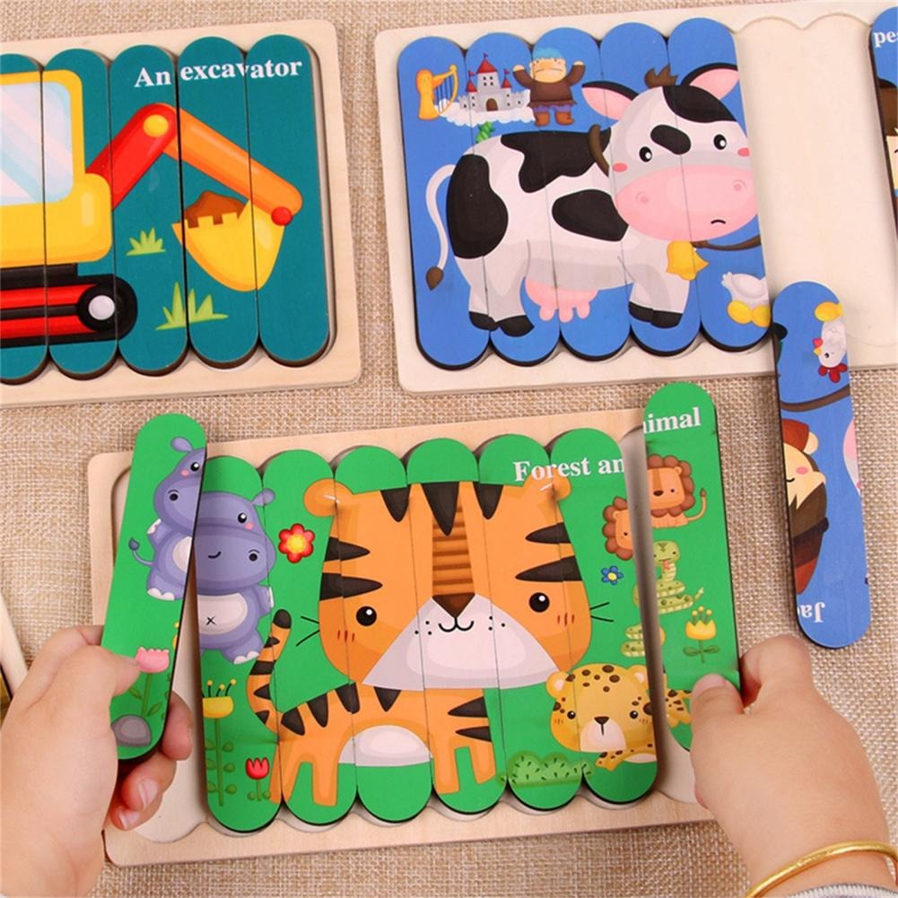 Guili | EcoToys Montessori Animal Puzzle | Educational and Stimulating - Double-sided 3D Puzzle