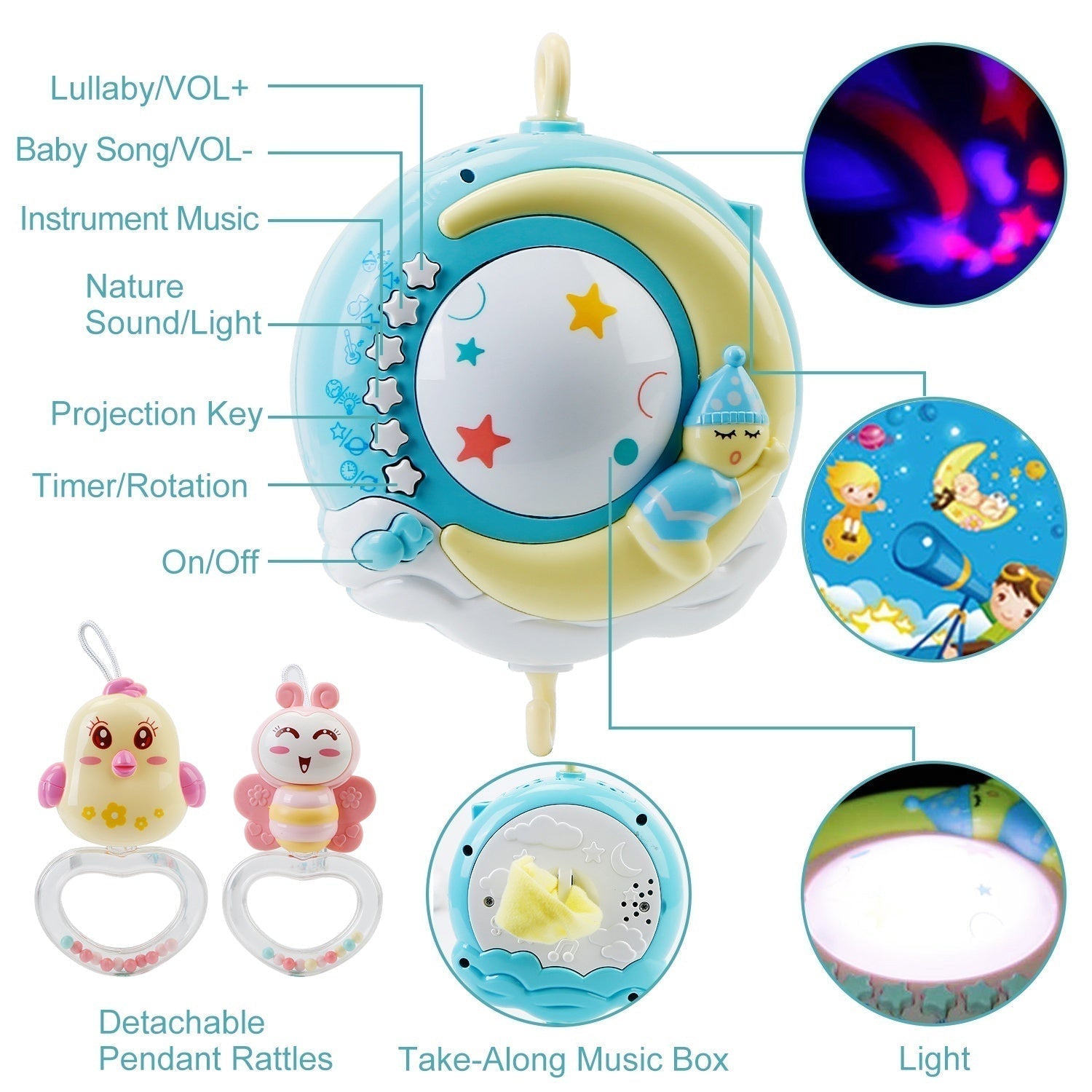 Guili | DreamStar Baby Mobile | Brings calm and magic to the crib - Relaxing and stimulating toy