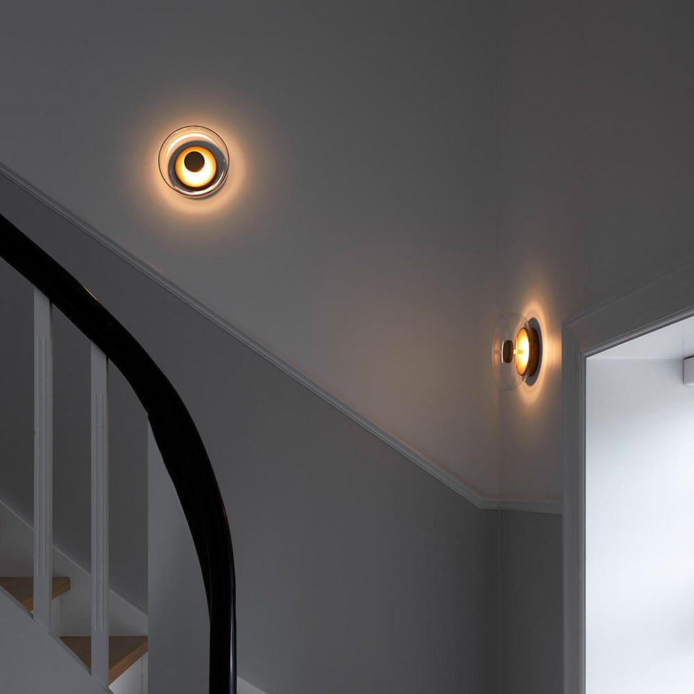 Minimalist Brass & Glass Round Wall Sconce LED 1-Light