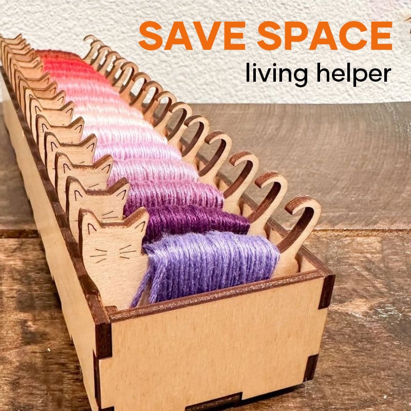 Guili | Embroidery Thread Organizer | Wooden Bunny Bobbin Set | 16-Piece | Storage Corral Included