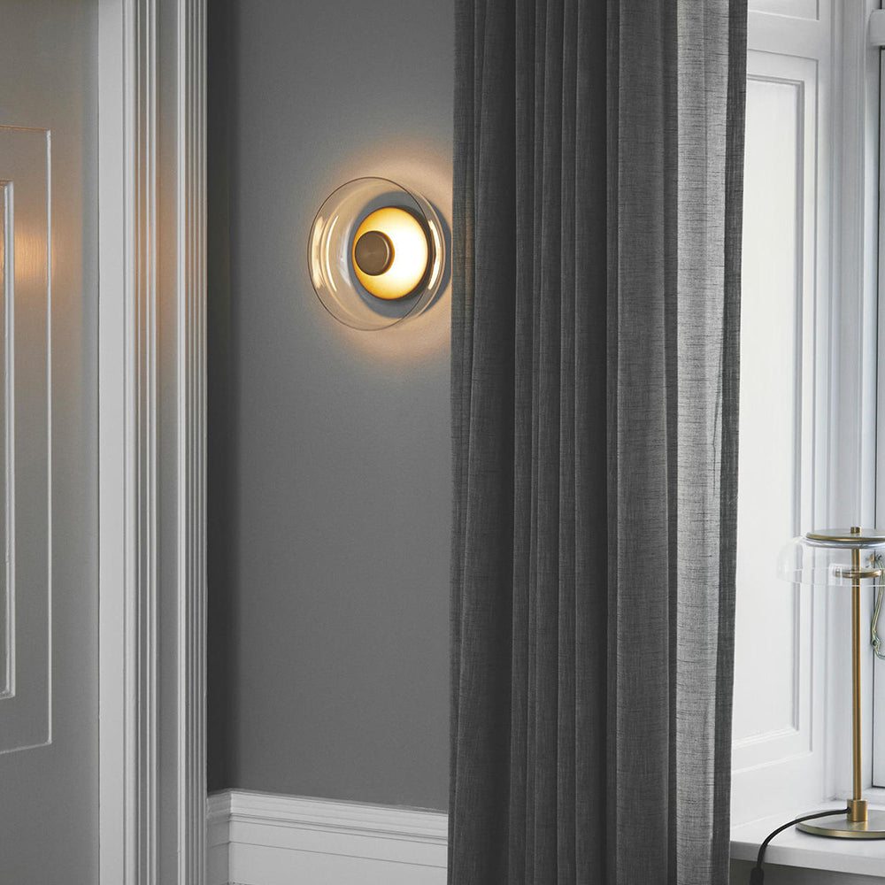 Minimalist Brass & Glass Round Wall Sconce LED 1-Light