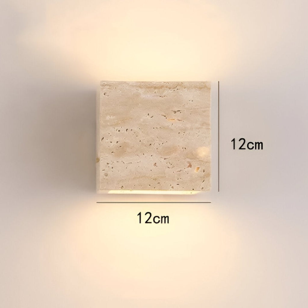 Minimalist Travertine Stone Square Outdoor Wall Light LED 1-Light