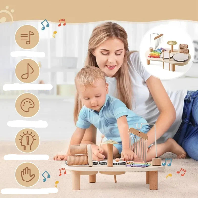 Guili | Educational Wooden Music Table – Complete Instrument Set for Toddlers, from 3 years