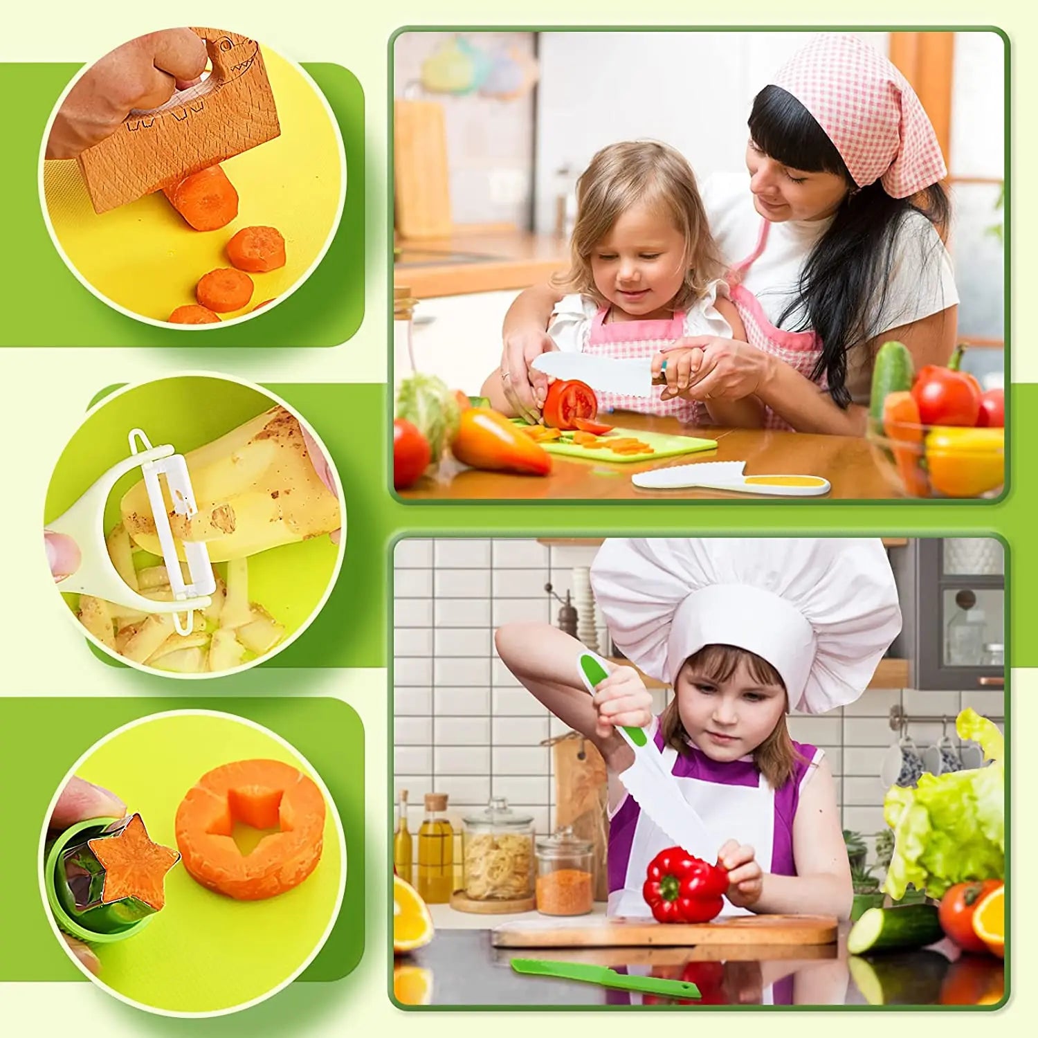 Guili | KidzChef Set | Safe Cooking for Children - Kids Cooking Knives Set