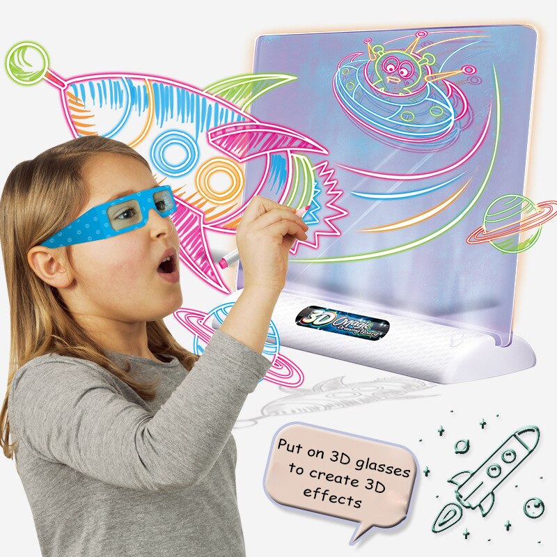 Guili | Magic 3D Drawing Board | Creative Learning Drawing - LED Light Effects for Children