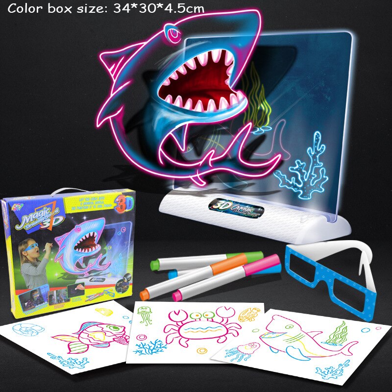 Guili | Magic 3D Drawing Board | Creative Learning Drawing - LED Light Effects for Children
