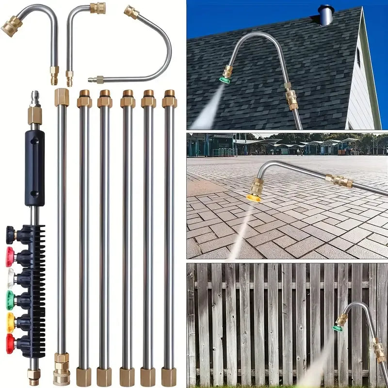 Guili | Telescoping Pressure Washer Wand | 24 ft Reach | Brass & Stainless Steel | 4000 PSI Rated