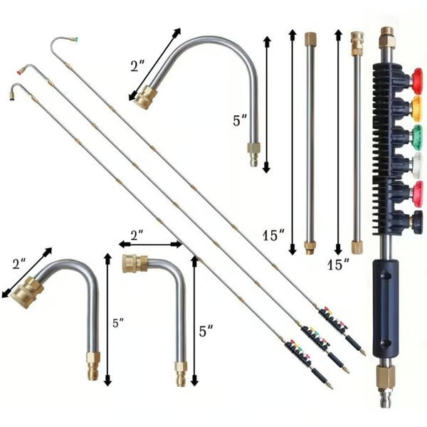 Guili | Telescoping Pressure Washer Wand | 24 ft Reach | Brass & Stainless Steel | 4000 PSI Rated