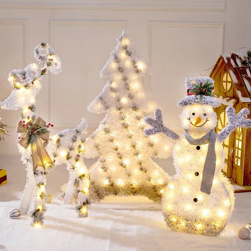Guili | LED Christmas Christmas Tree, Snowman or Gift Box Decoration – Snowman & Fawn Tree Decorations, Perfect Holiday Ornaments & New Year Gifts