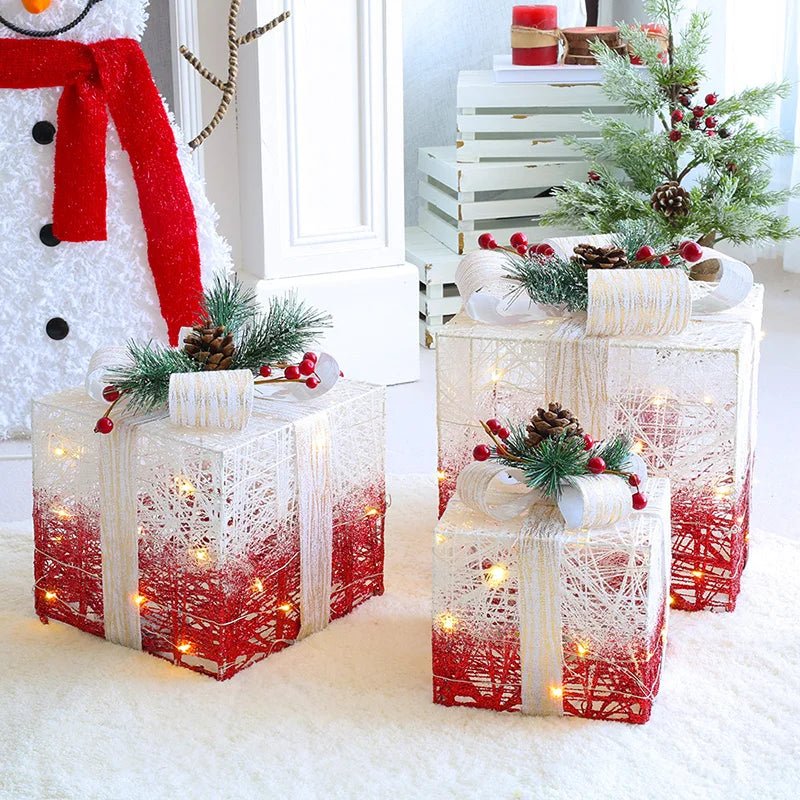 Guili | LED Christmas Christmas Tree, Snowman or Gift Box Decoration – Snowman & Fawn Tree Decorations, Perfect Holiday Ornaments & New Year Gifts