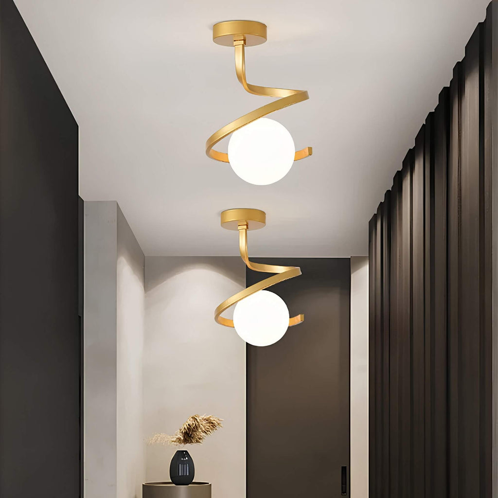 Modern Brass Glass Ceiling Light 1-Light