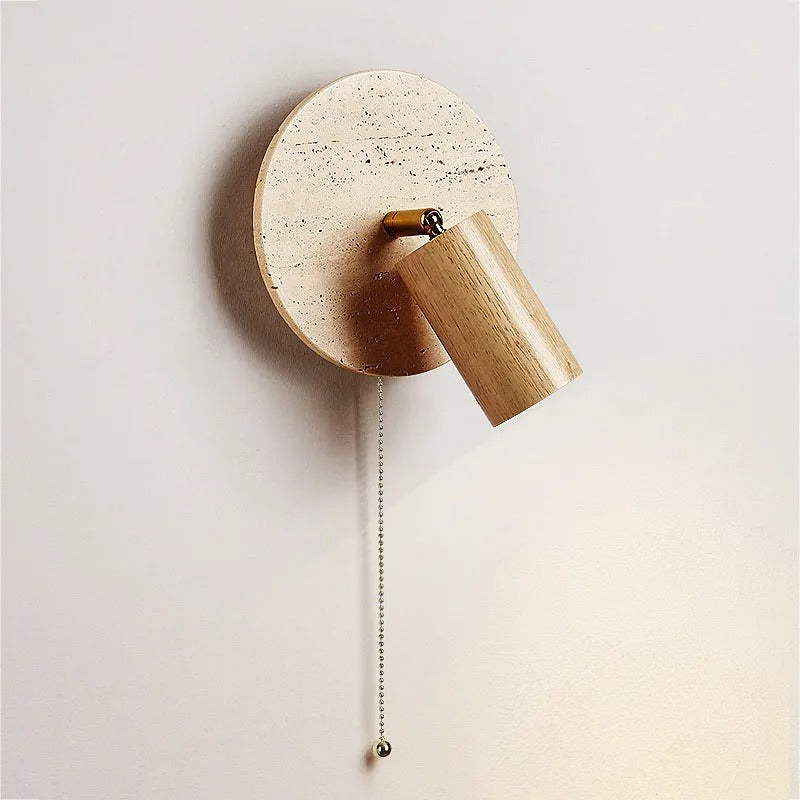 Modern Travertine Wood Rotatable Wall Sconce LED 1-Light