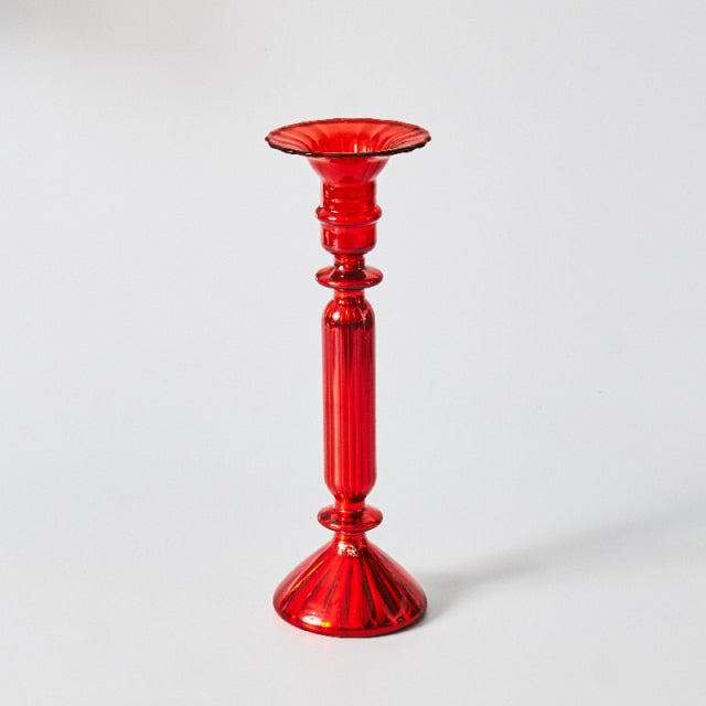 Guili | Cherry Red Glass Stick Candle Holder & Vases