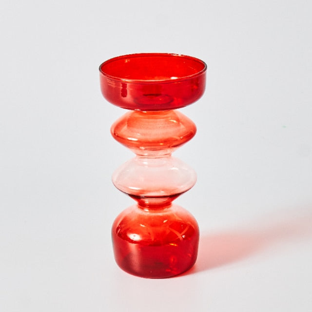 Guili | Cherry Red Glass Stick Candle Holder & Vases