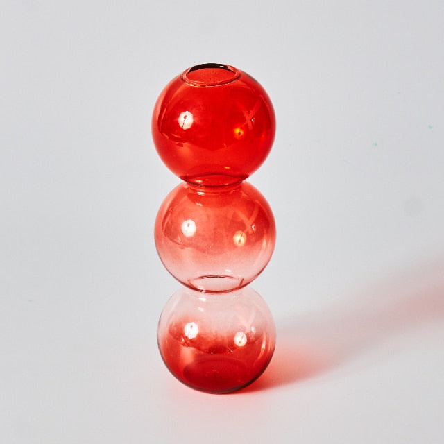 Guili | Cherry Red Glass Stick Candle Holder & Vases