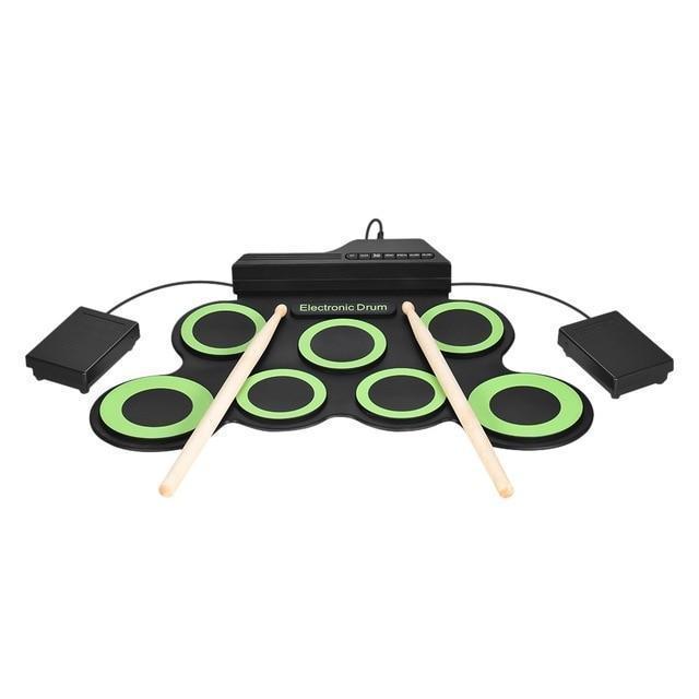 Guili | Rol-Up Drumset | Portable and Flexible - Silicone Pad with Speaker and Drumsticks
