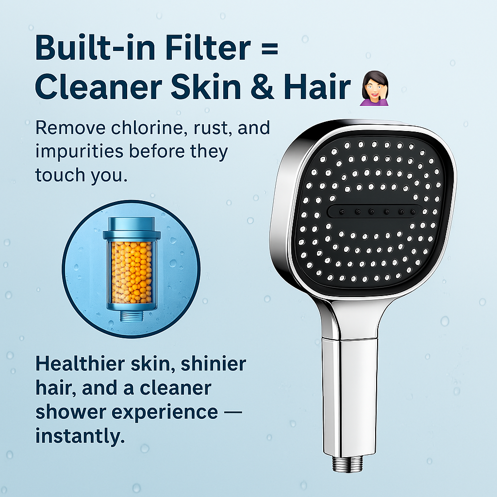 Guili | High-Pressure Shower Head | Turbo-Boost Technology & Advanced Filtration for Healthier Skin and Hair