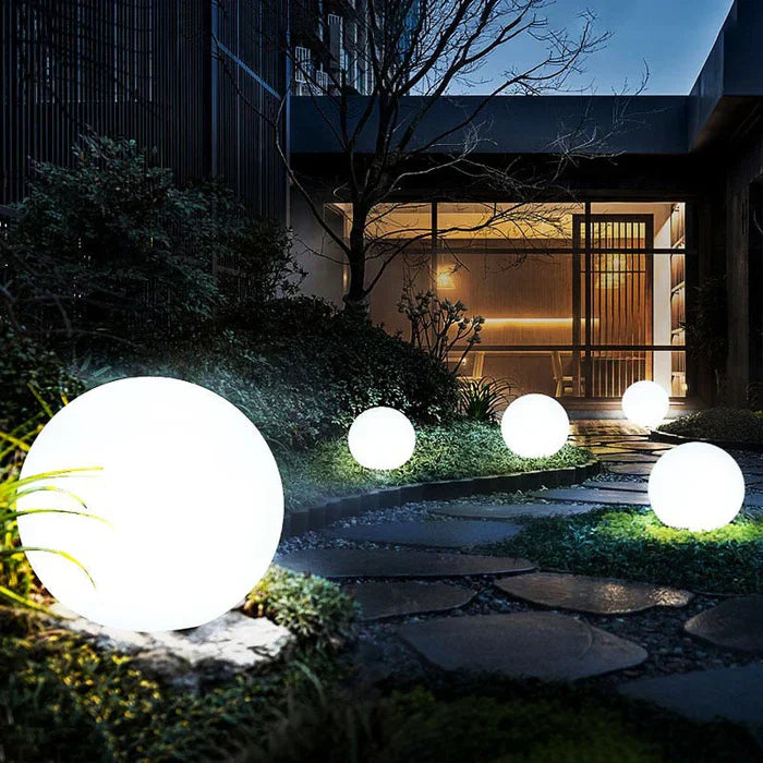 Modern PE Globe Outdoor Garden Light LED Rechargeable