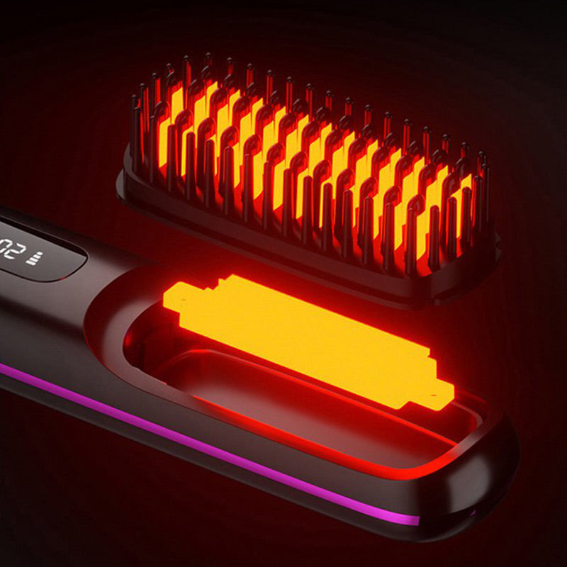 Guili | Wireless ceramic heating hair straightening comb