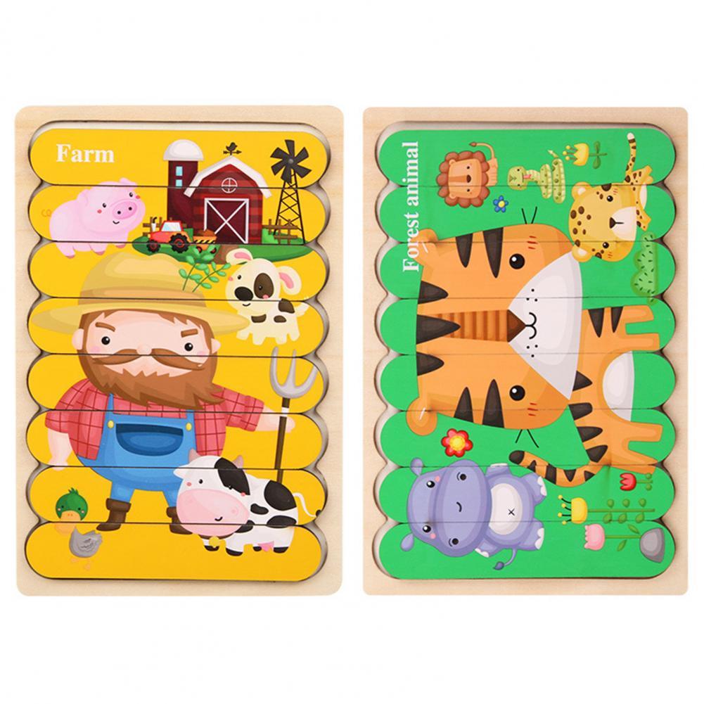 Guili | EcoToys Montessori Animal Puzzle | Educational and Stimulating - Double-sided 3D Puzzle