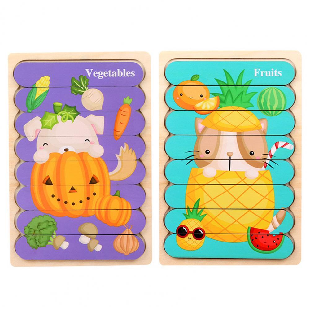 Guili | EcoToys Montessori Animal Puzzle | Educational and Stimulating - Double-sided 3D Puzzle