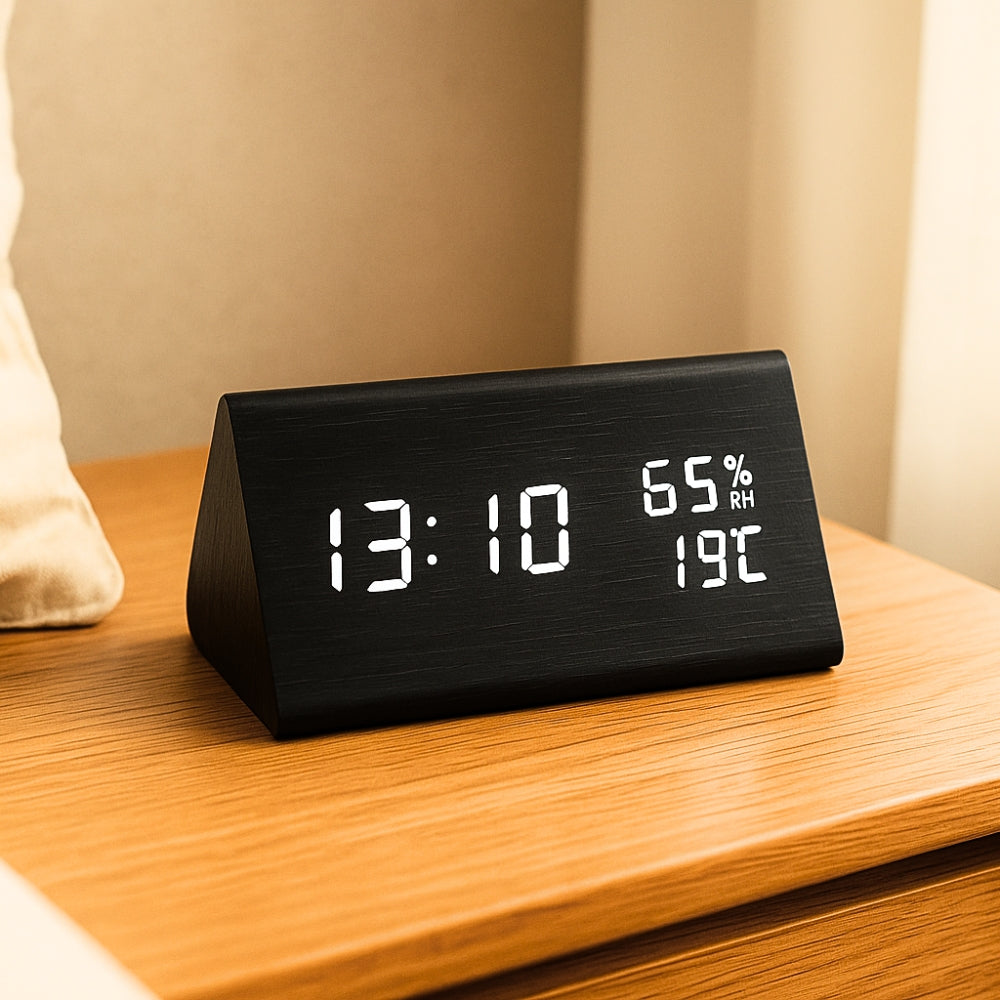 Guili | Elora Wooden LED Alarm Clock Digital Display